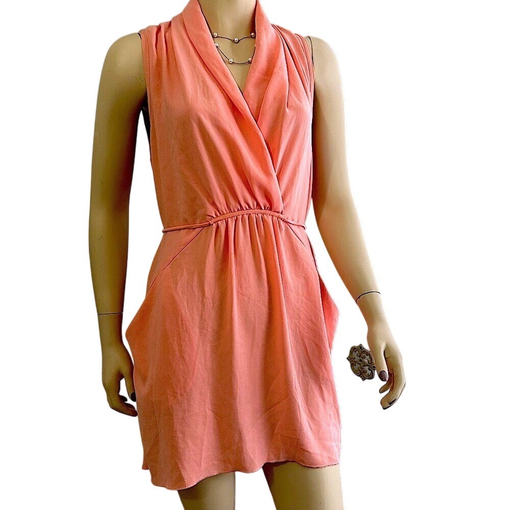 Wilfred Aritzia Sabine Med sleeveless chiffon‎ peach/coral mini party dress